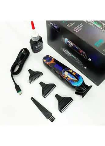 Тример акумуляторний для стрижки V-260 RED, 3 насадки, LED дисплей VGR (364665569)
