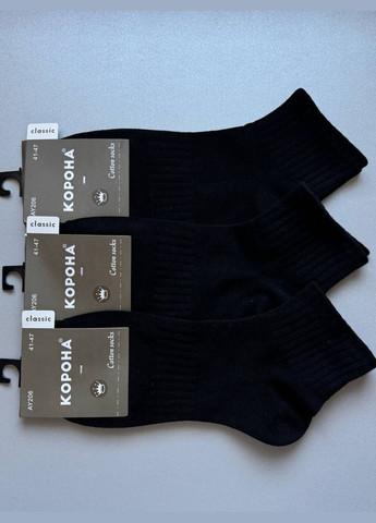 Чорні 1 пара демисезонні котонові якісні шкарпетки, верх рубчик Корона однотонні (315689256)