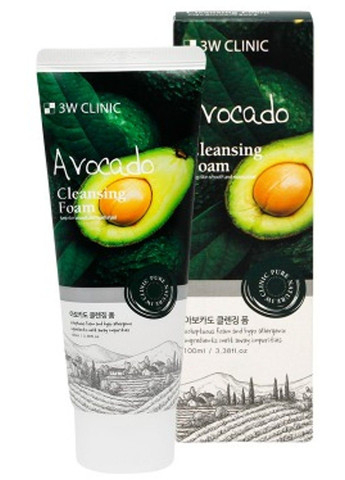 Пінка для вмивання Avocado Cleansing Foam - 100 мл 3W Clinic (285813609)