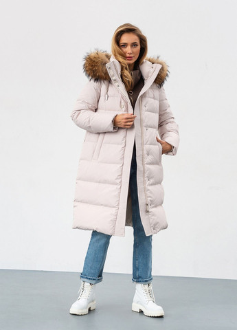 Молочный зимний Пуховик аляска Clasna