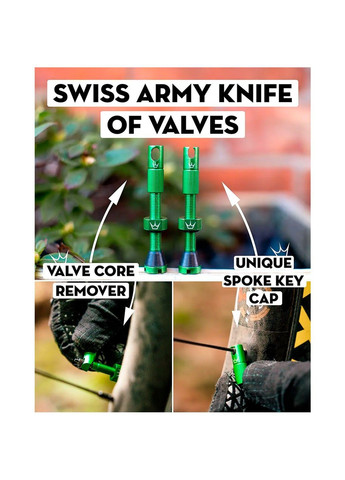 Ніпелі x Chris King Tubeless Valves, 42мм Peaty's (362946606)