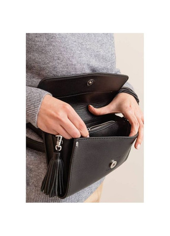 Поясная сумка женская кожаная через плечо с ремешком Элис Велюр Черный BlankNote (302008932)