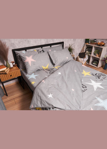 Комплект постельного белья Бязь Gold Люкс евро 200х220 наволочки 4х50х70 (MS-820003023) Moon&Star Gray Stars (288043424)