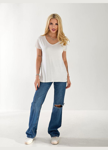 Жіноча футболка з сіткою на плечах Fashion - (336214691)