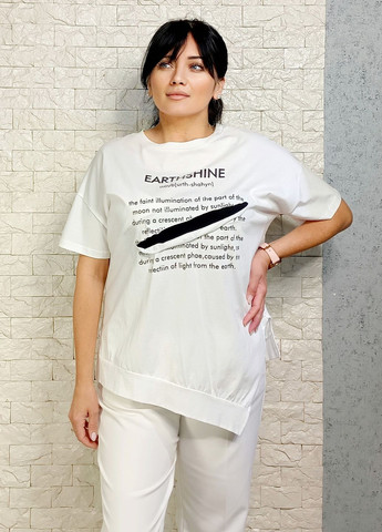 Футболка H - Z З принтом та розрізами Оверсайз трикотаж - (338412937)