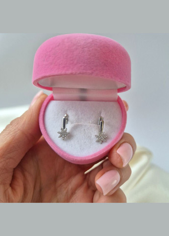 Серебряные детские серьги Цветок с белыми камнями серебро 925 пробы Родированное 1615с 1.14г No Brand (322773865)