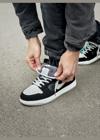 Черные зимние кроссовки зимние мужские nike sb dunk winter high black fur | найк сб данк черные с мехом No Brand