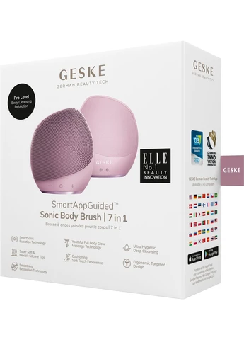 Ультразвукова щітка для тіла та інтенсивний пілінг Sonic Body Brush & Intensive Exfoliator 7 в 1, pink GESKE (386485766)