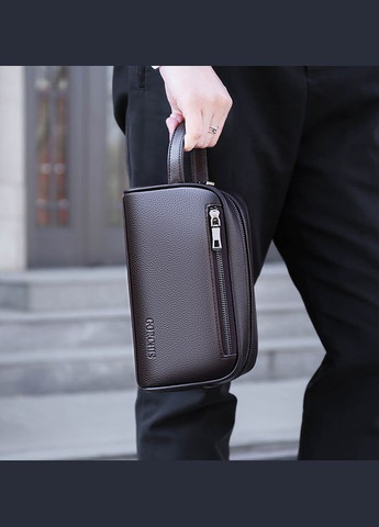 Мужская кожаная барсетка клатч GORCHIS с ручкой коричневая кожа OEM (314984609)