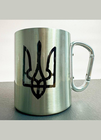 Кружка металева з карабіном "Слава Україні" 300 мл у подарунковій коробці з бантом No Brand (324263471)