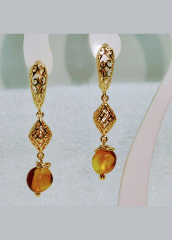 Сережки 3117 з натуральним бурштином MINOV (312018822)