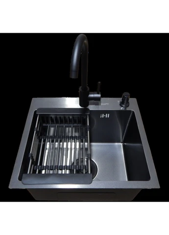 Комплект кухонной мойки KRF 4540 NANO BLACK (DECOR) PVD (3.0/1.0 мм) Kraft (388705009)