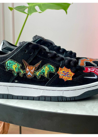 Чорні Осінні кросівки чоловічі і жіночі nike sb dunike low pro qs neckface black | найк сб данк низькі чорні No Brand