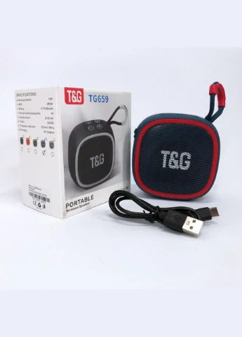 Портативна Bluetooth-колонка TG659 з ремінцем, Bluetooth колонка з підсвічуванням. Колір: синій No Brand (385293478)