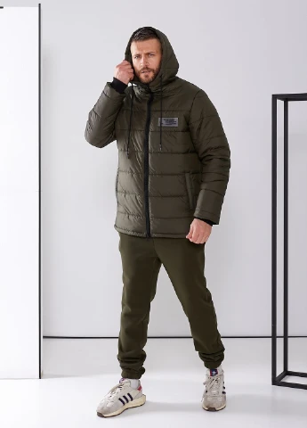 Оливковий (хакі) зимній спортивний костюм з курткою трійка No Brand