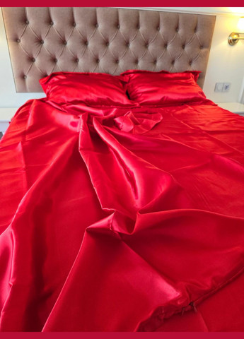 Атласна постільна білизна Червоний полуторний 145 x 210 наволочки 2 х 50х70 см, 2 х 70х70 см (141414) No Brand (308754827)