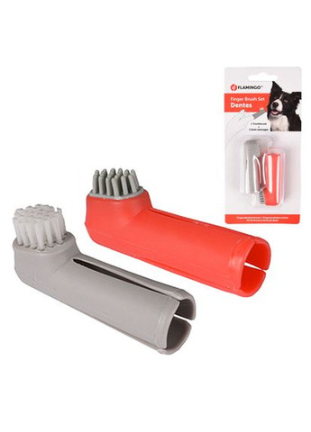 Зубная щетка+массажная щетка на палец Finger Toothbrush Set для собак 2 шт. (5400585008487) Flamingo (279572679)
