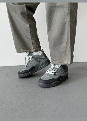 Серые демисезонные кроссовки мужские и женские nike air jordan 4 retro grey | найк аир джордан 4 серые No Brand