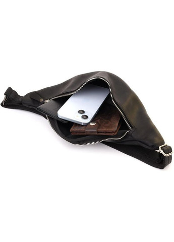 Сумка на пояс через плече шкіряна чоловіча Чорний 35573 Shvigel (334285406)
