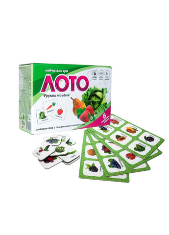 Лото для детей 3+ фрукты и овощи картонная обучающая игра для развития Strateg (362424317)
