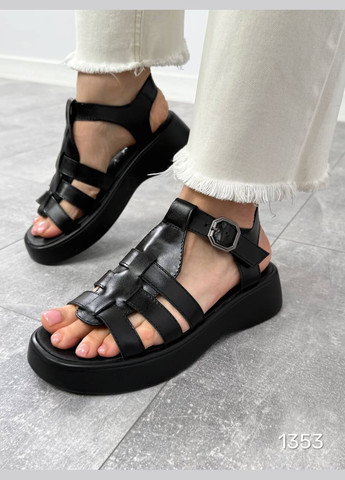 Черные стильные женские босоножки No Brand с ремешком