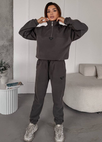 Базовий повсякденний демісезонний флісовий костюм двійка: кофта на блискавці + штани Tik-Tak (366470580)