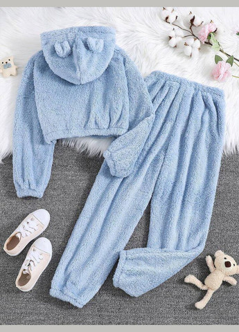 Голубая зимняя пижама женская кофта + брюки No Brand