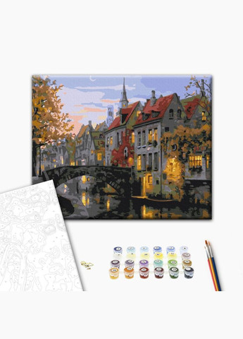 Картини за номерами міський пейзаж 40х50 Розфарбування по номерах Сутінки в місті Картина за номерами BS21170 Brushme (308988666)