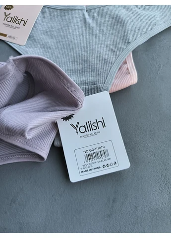 Набор •4 шт• хлопковые трусики стринги в рубчик микс цветов Yaliishi (402644623)