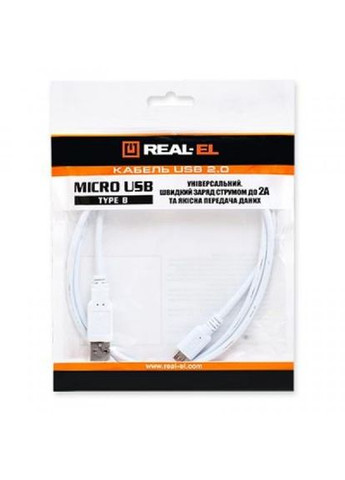Кабель Real-El usb 2.0 am to micro 5p 0.6m pro white (268144081)