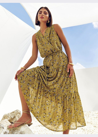 Зелена кежуал сукня-міді в квітковий принт зелена Dressa з квітковим принтом