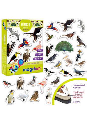 Дитячий набір магнітів Птахи фото ML4031-30 EN MAGDUM (334162463)