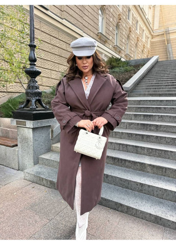 Коричневое демисезонное Пальто Утепленное на синтепоновой подкладке пальто-рубашка Україна