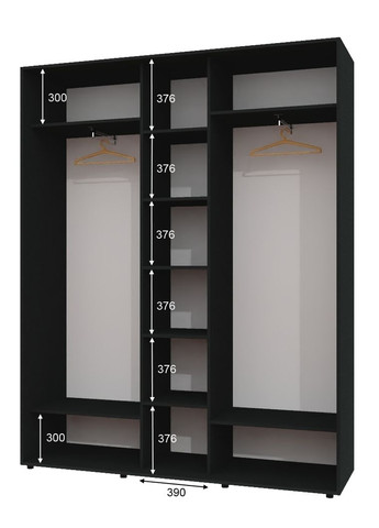 Шафа-купе тридверна 200*45*230 см Антрацит 3 двері Дзеркало ШК-04 Алекса (360451149)