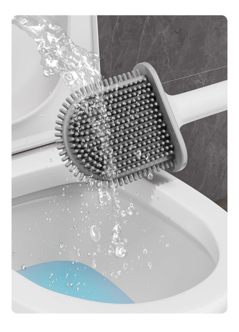 Силіконовий йоржик для унітазу з підставкою та м’якою щетиною довжина 36,5 см сірий No Brand (366963116)