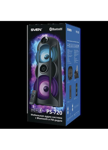 Колонка PS-750 Black (80Вт, TWS, bluetooth, підсвічування, караоке) Sven (333824380)