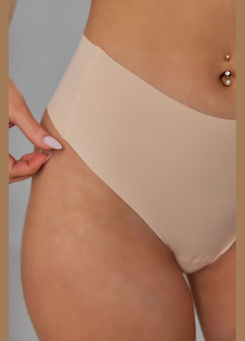 Бесшовные трусики стринги бежевого цвета с высокой посадкой Nud (322252832)