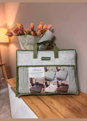 Наматрацник бавовняний двоспальний 160х200 см з бортом Графіт (П4К-al-namatrats-001-04) Mency (323160657)