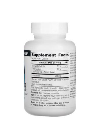 Натуральна добавка D-Mannose 500 mg, 60 капсул Source Naturals (294929227)