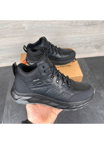 Чорні чоловічі шкіряні зимові кросівки No Brand