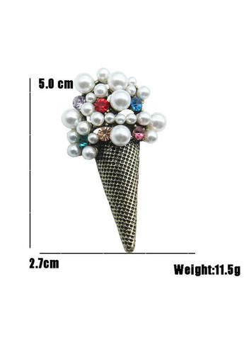 Жіноча яскрава брошка з кристалами, солодке Морозиво Ріжок (золотиста) China (366875171)