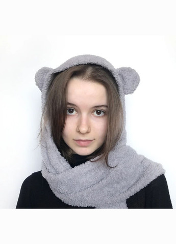 3в1 шапка-шарф з рукавичками набір плюшевий коричнева з вушками ведмедя капюшон м'який кокетт лоліта fairycore кавай шапочка No Brand (314692861)