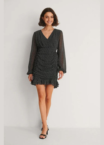 Черное платье демисезон,черный в белые узоры, NA-KD