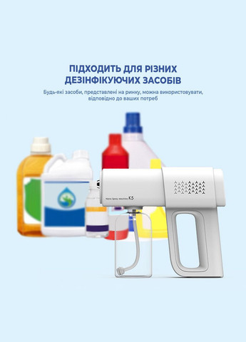 Ручной портативный распылитель для дезинфектора Nano Spray Machine K5. Для быстрой дезинфекции помещений No Brand (347590495)