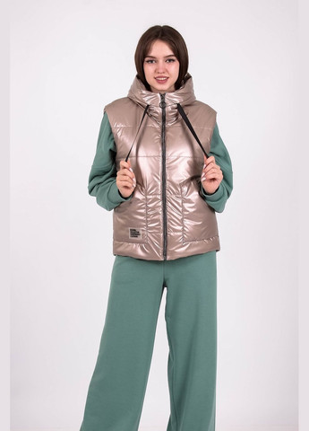 Жилетка теплая женская 120 глянцевая плащевка бежевая Актуаль (292651543)