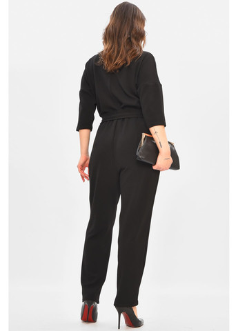 Комбінезон жіночий однотонний чорного кольору Let's Shop комбінезон-брюки однотонний чорний джинсовий поліестер