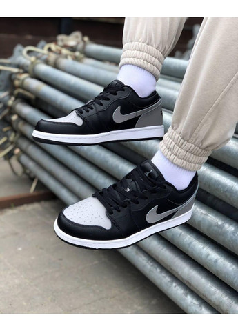 Серые демисезонные кроссовки мужские nike air jordan retro 1 low black grey white 1 найк аир джордан No Brand