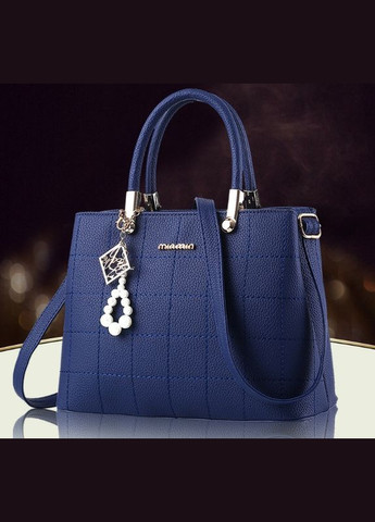 Велика стьобана жіноча сумка через плече з брелоком із якісної ПУ шкіри чорна (sku_405Б) No Brand (330576888)