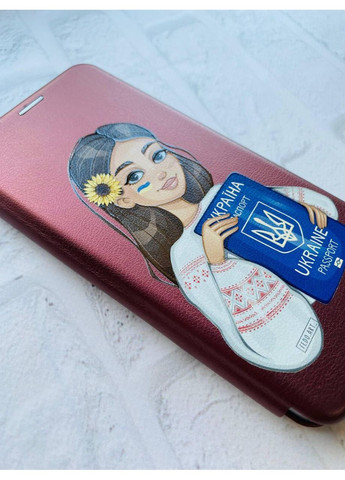 Чохол-книжка для Xiaomi Redmi Note 10 Pro/10 Pro Max Бордовий:: Дівчина з паспортом (принт 12) G-Case (360668696)