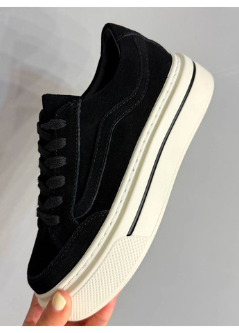 Черные кеды женские 707-6 замшевые на высокой платформе черные Hengji